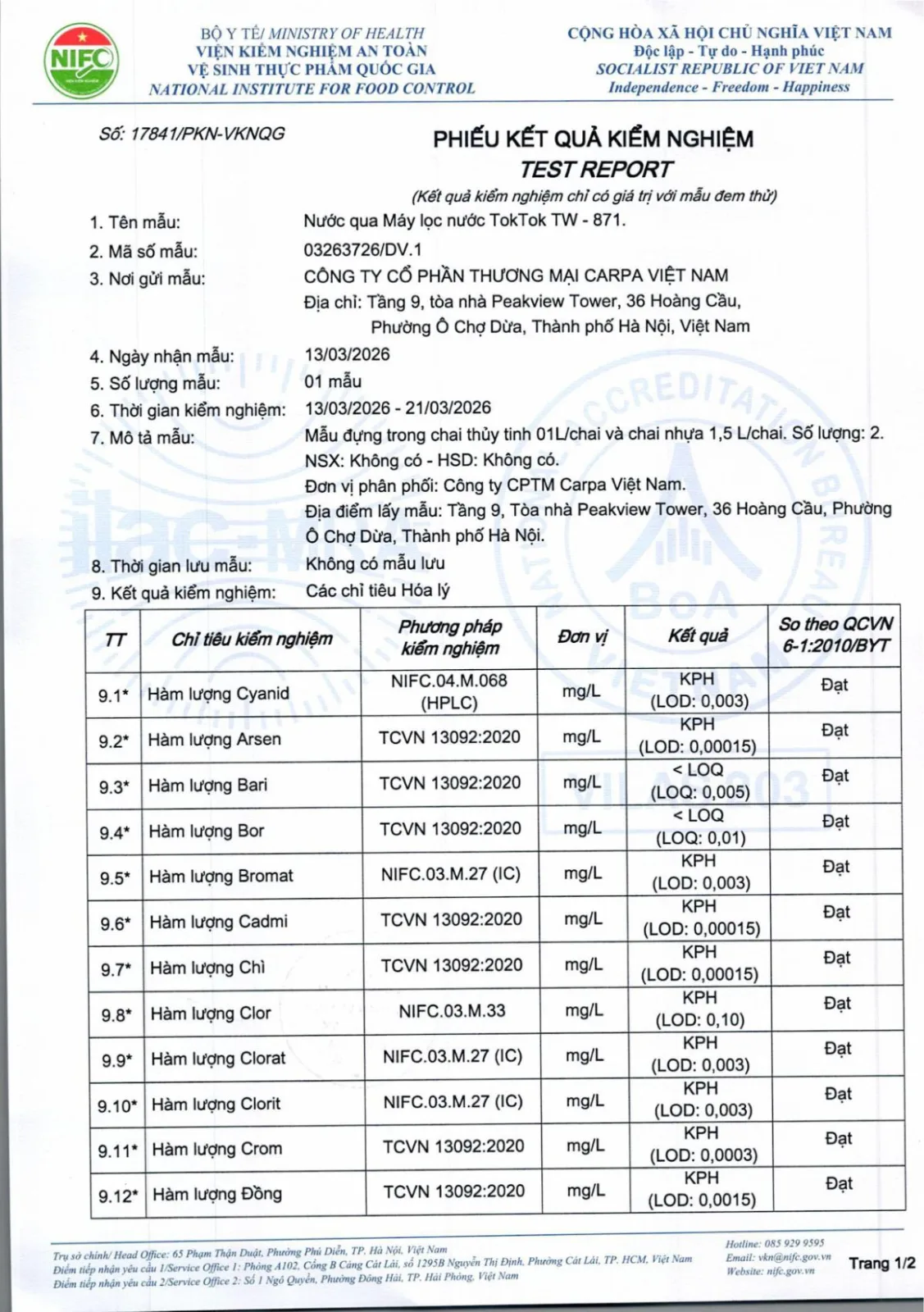 Máy lọc nước TW-871